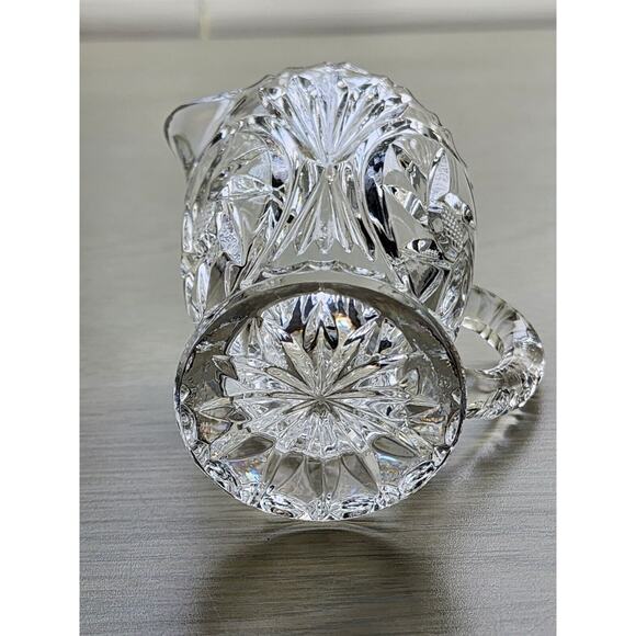 CREAMER-Cut Glass-Syrup Pourer-Flower Pattern-Small-3.5 IN - Picture 6 of 11